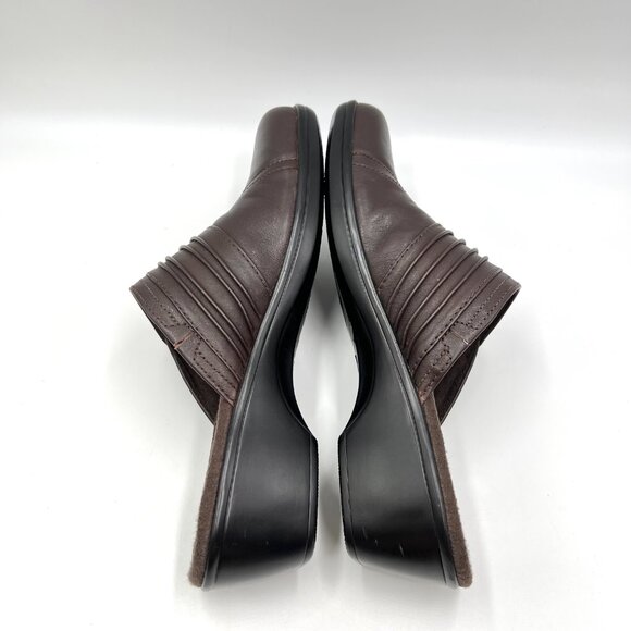 Clarks Womens Size 8.5M Brown Leather Slip On Mules Clogs Shoes‎ - Picture 8 of 14